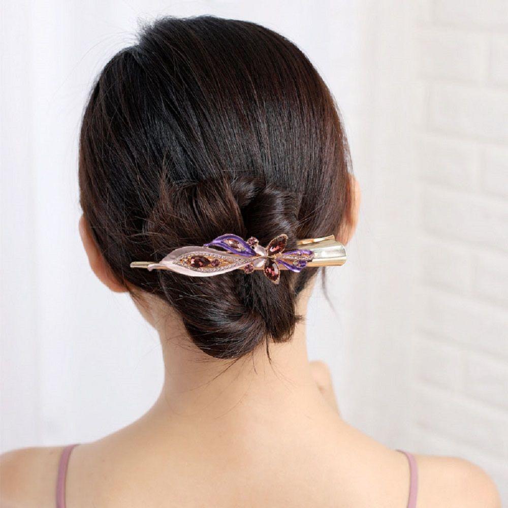 Large Fashion Crystal Metal Butterfly Women Duckbill Clips Hair Clips Hairpin Horn Clips