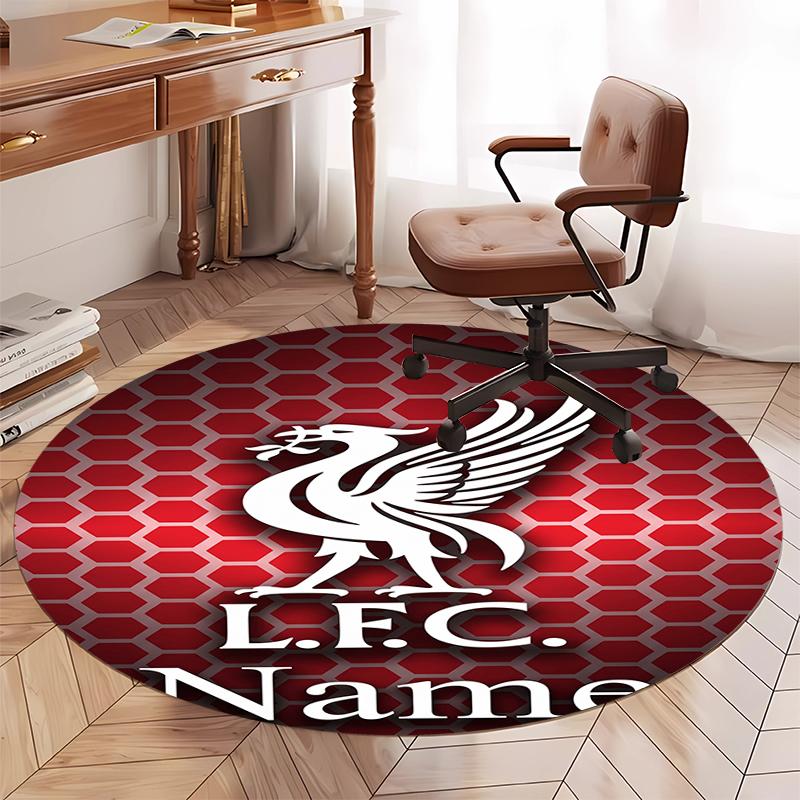 Custom Name Liverpool Football Club Printed Round Rug Carpet Chair Rug Area Rug Entryway Doormats,for Office Chair Living Room Bedroom Kitchen Room.