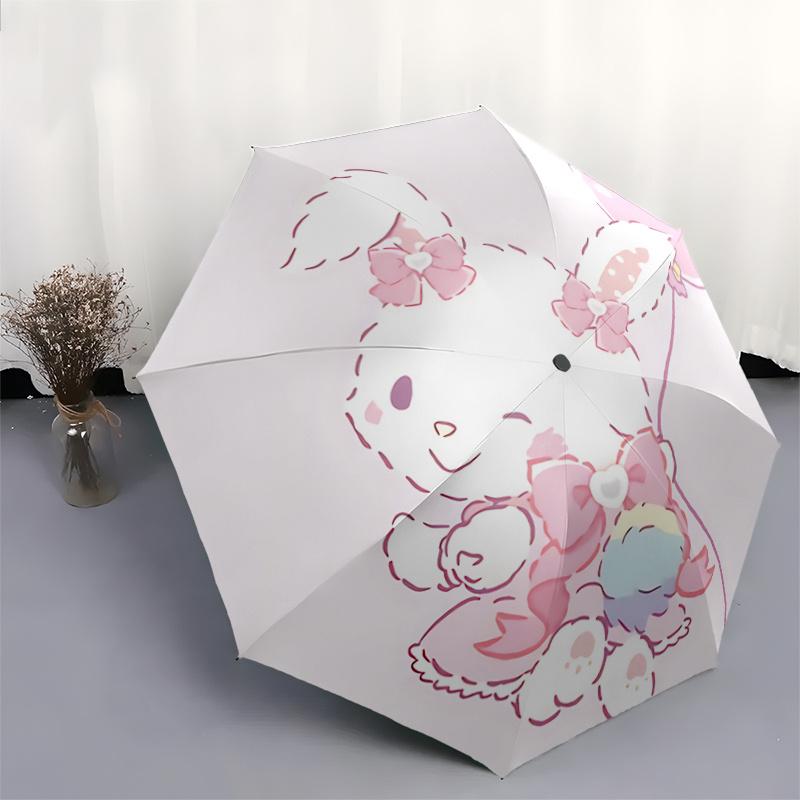 1pc Adorable Pink Bow Rabbit Balloon with Heart-Shaped Automatic Opening Umbrella - Perfect for Fans, Travelers, Everyday Use, and Festive Gifts!T071