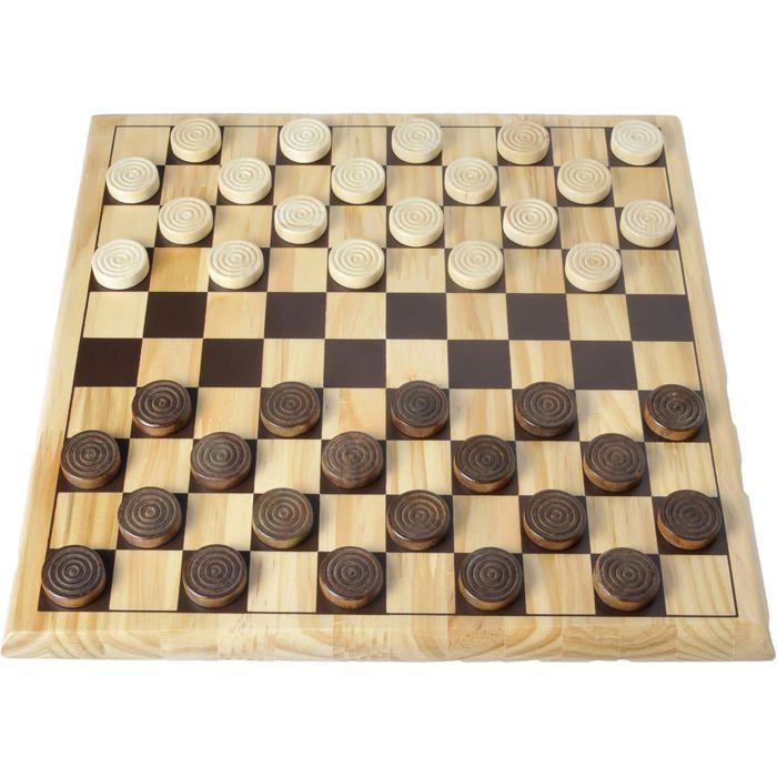 Jeu de dames en bois - ENGELHART - 29x29 cm - Intérieur - Mixte - 2 joueurs ou plus