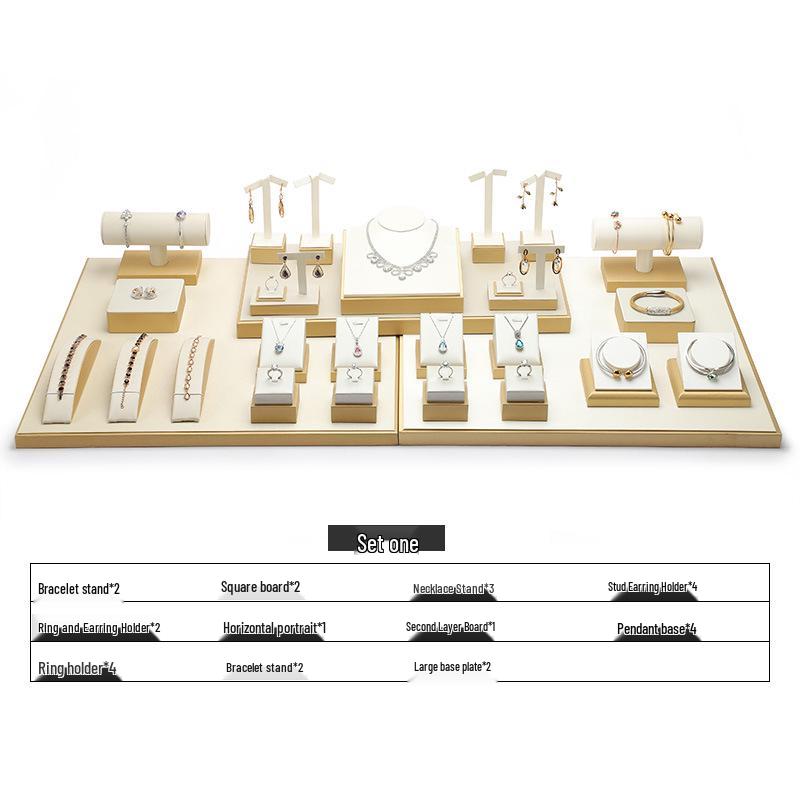 Бежевая подставка для демонстрации ювелирных изделий из жадеита из ПУ кожи для колец и подвесок