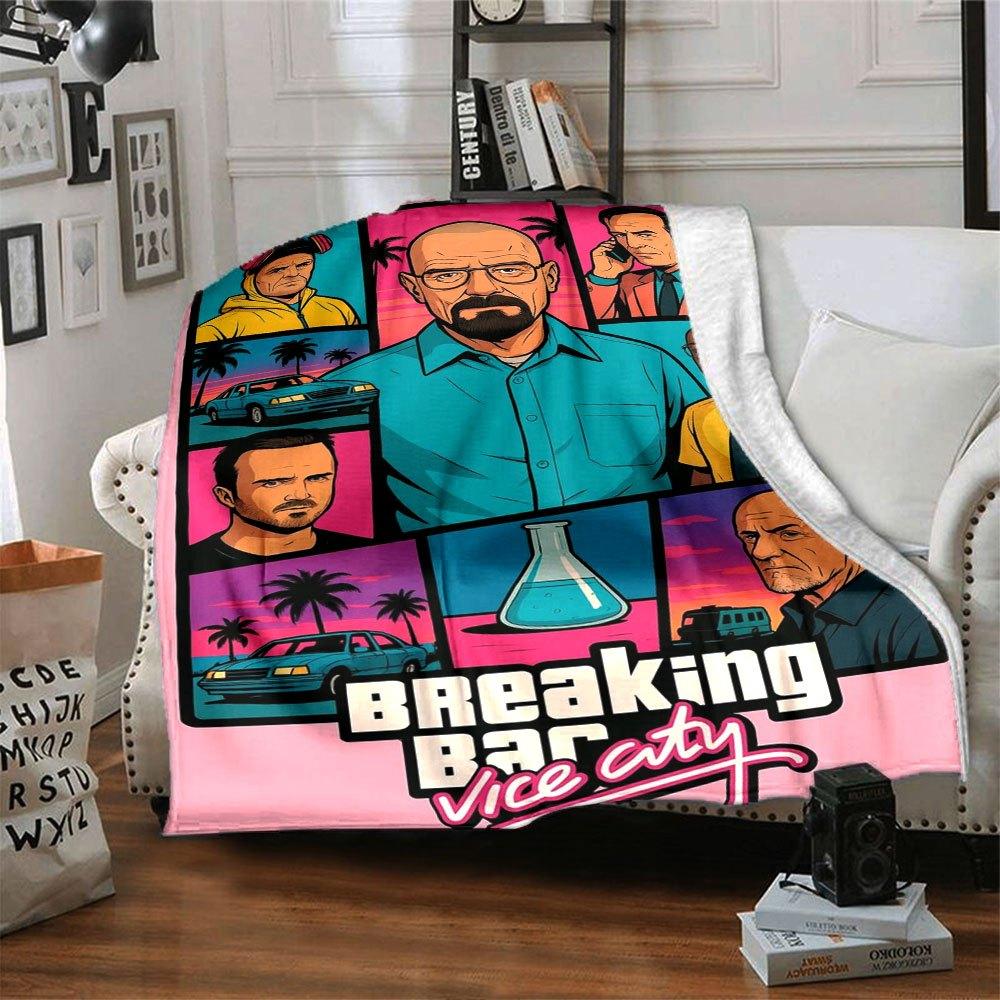 1 шт. Мягкое фланелевое одеяло Grand Theft Auto с дизайнерским принтом. Уютное одеяло для всех сезонов, идеально подходит для дивана, кровати, офиса