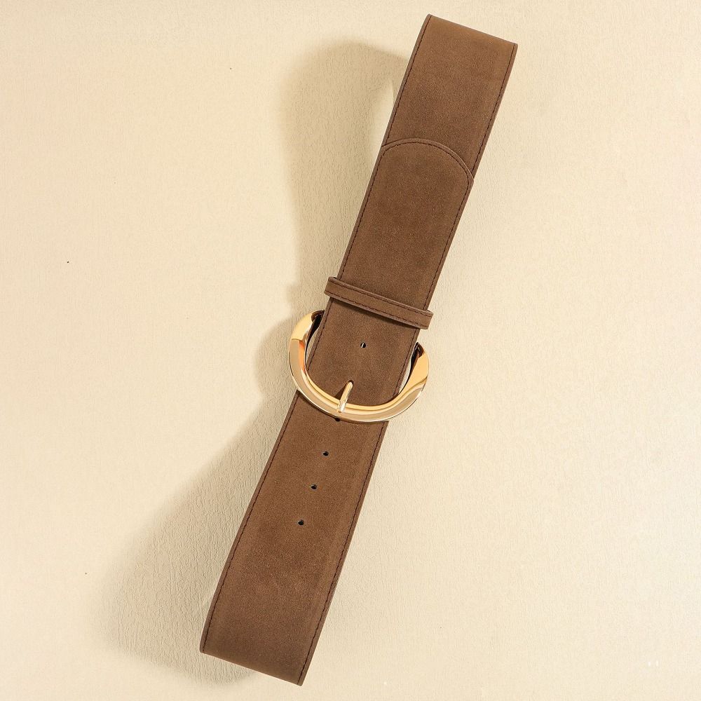 Suede Leather Waistband Metal Buckle Western Cowboy Belt Retro Women Wide Belt Women