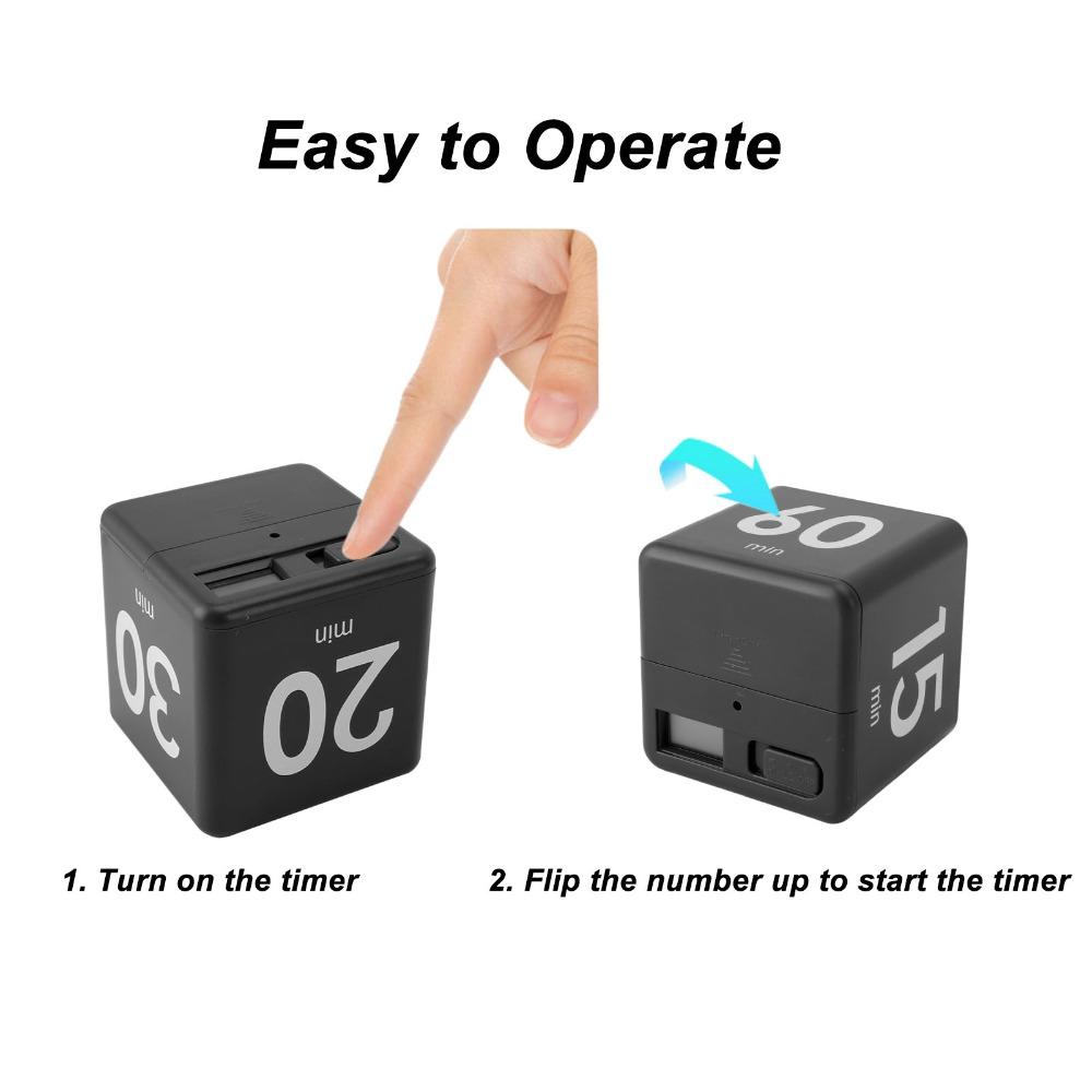 Gravity Sensing Flip Timer Black Red Cube Timer Countdown Timer Cooking Studying Workout Office