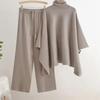 Women Suits Sets Cotton High-neck Knit Sweater Solid-Color Pants Thickened Sweater Top Longs Pants Two-piece Oversize 2PC Suit