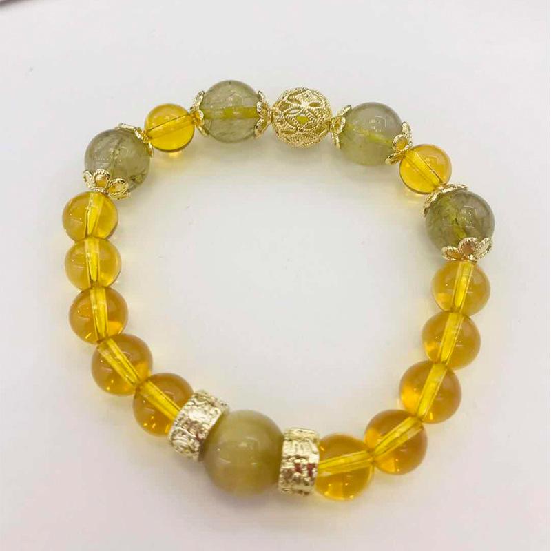 Little Overlord Gold Hair Crystal Yellow Crystal Bracelet for Female Niche Design Temperament Crystal Bracelet Gift Jewelry