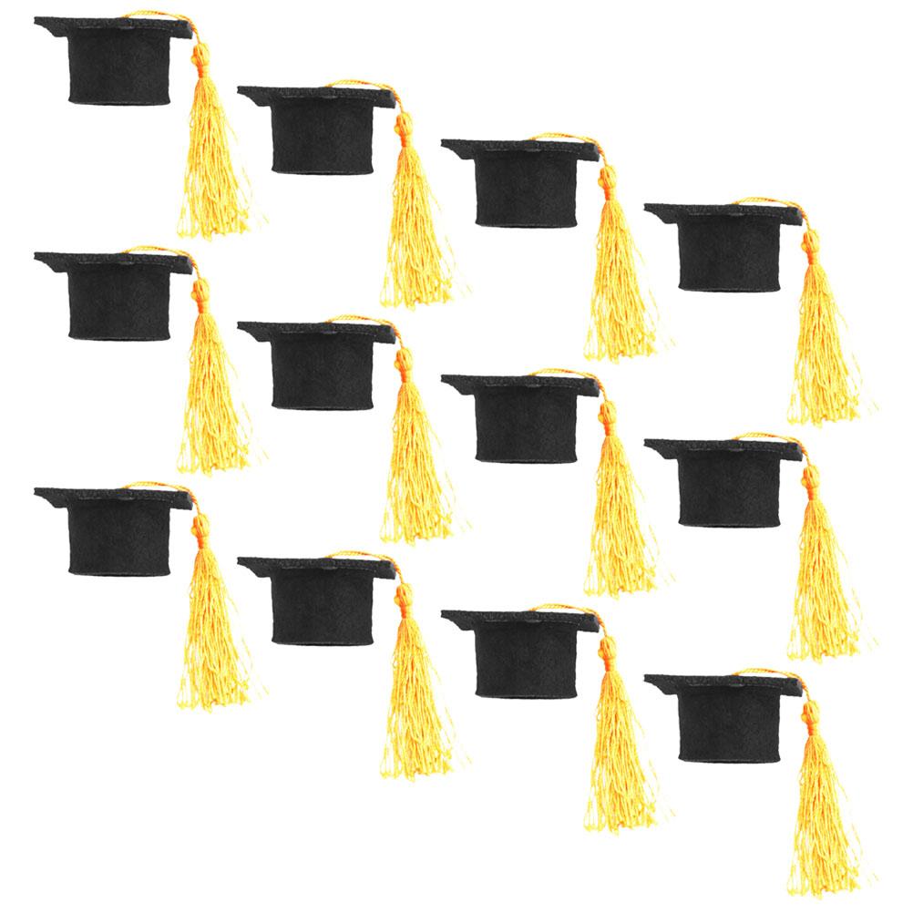 12 шт. мини-докторская шапочка, забавная пробка для бутылки выпускника, крышка для выпускного из нетканого материала, кепки для банок для мужчин и женщин