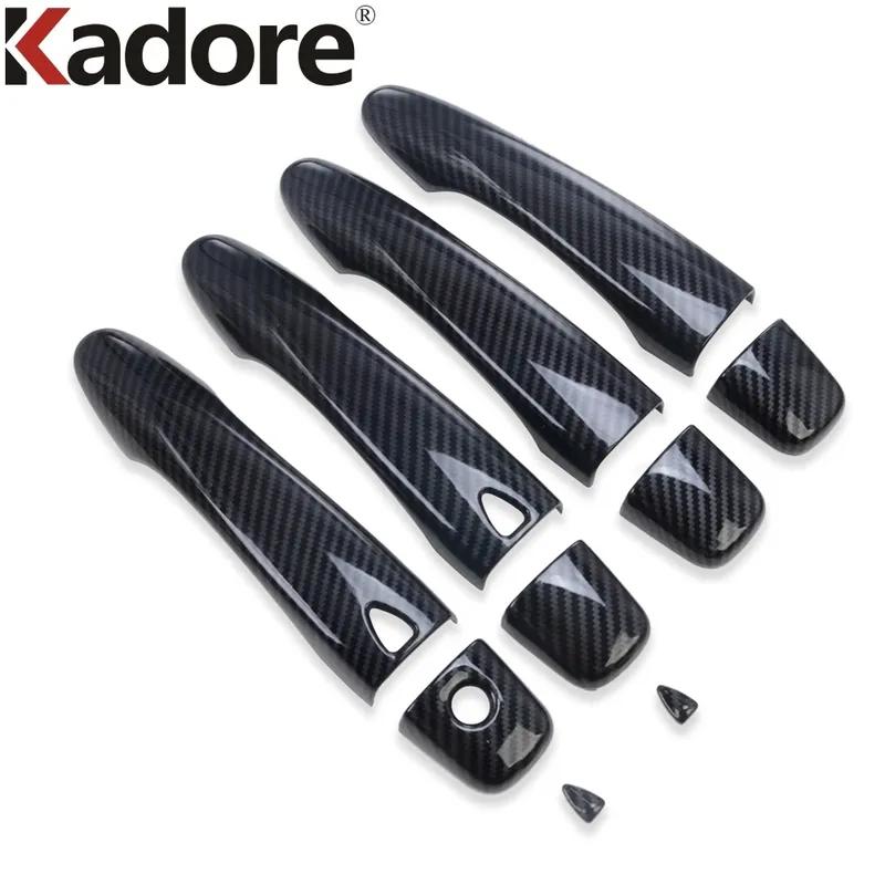 For Nissan Kicks 2017 2018 Carbon Fiber Car Door Handle Cover Trim Side Handles Catch Cap Frame Overlay Accessories
