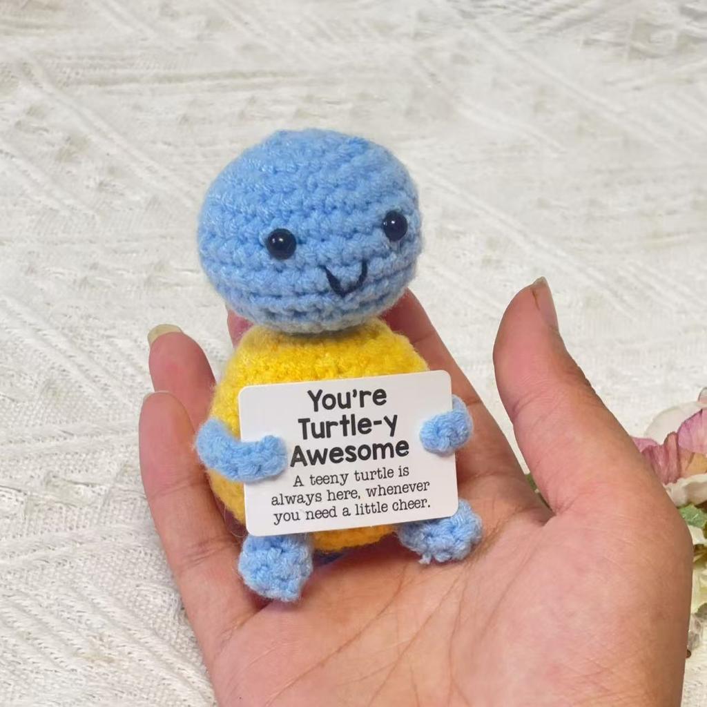Новая позитивная вязаная крючком кукла-черепаха, милая черепаха для эмоциональной поддержки, настольное украшение, подарок для эмоциональной и вдохновляющей поддержки для женщин
