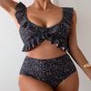 Цветной купальник с оборками и разрезом Женский модный пляжный бикини Горячий