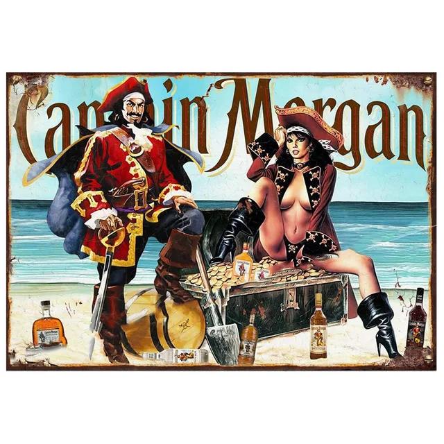 Винтажная металлическая жестяная табличка Captain Morgan Ретро настенный декор для бара, мужской пещеры, гаража Железный постер, табличка xсм