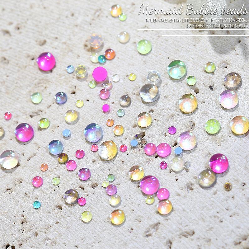 100 шт. Смешанный размер Бусины-ракушки Аврора Декор для нейл-арта Летние детали Цветные Макаронные Пузырьковые Бусины Шармы для ногтей Маникюр своими руками