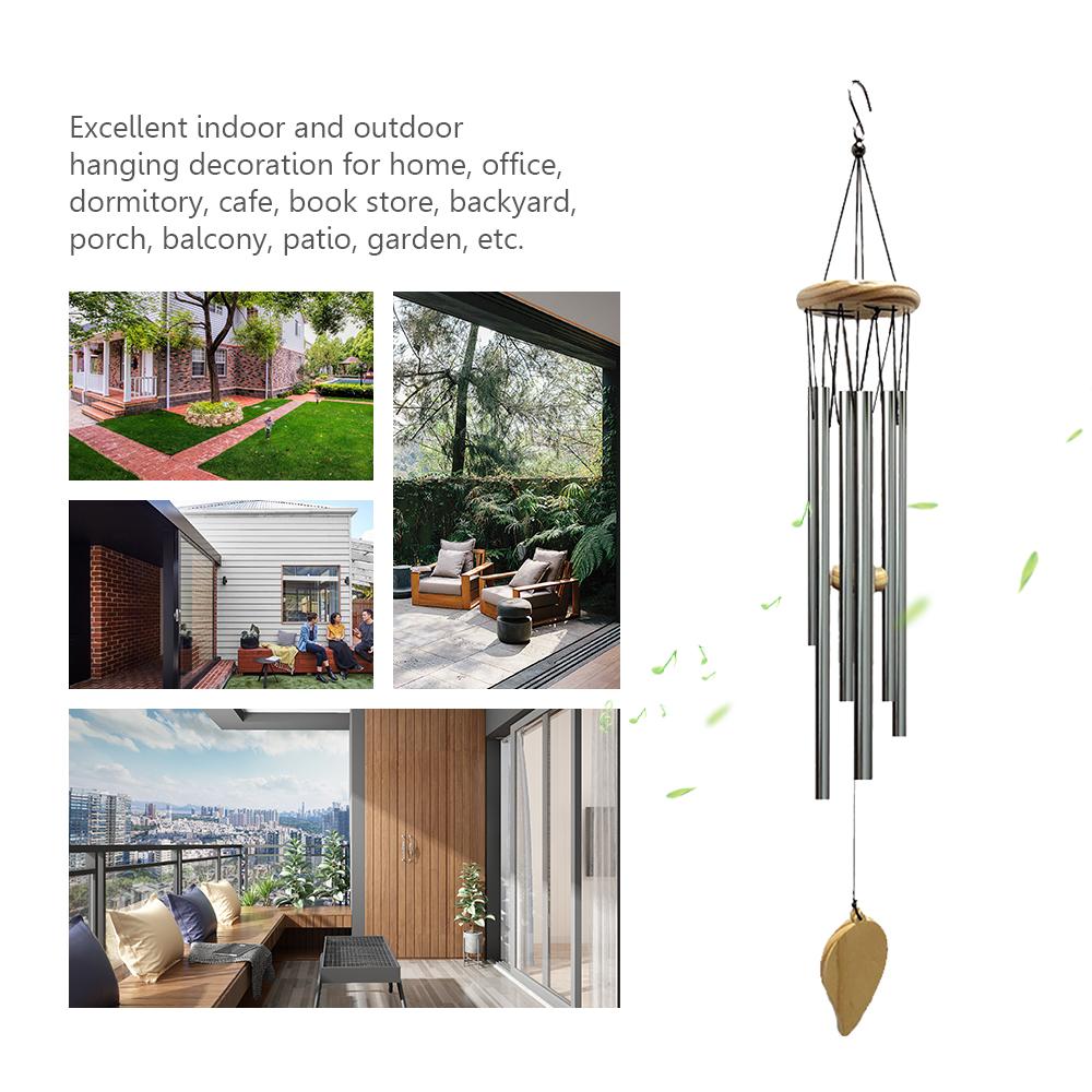 Wind Chimes 6pcs Aluminum Tubes Chimes Simple European Style Windbells Melodious Soothing Sound for Outdoor Indoor