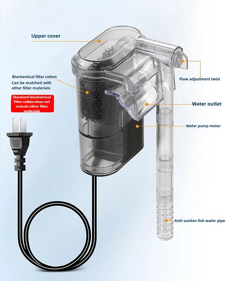ПОДВЕСНОЙ ФИЛЬТР PRO Аквариумный Подвесной Фильтр Сверхтихий 3 Слоя Губка для Аквариума 30-80Л 250Л/Ч 25Вт
