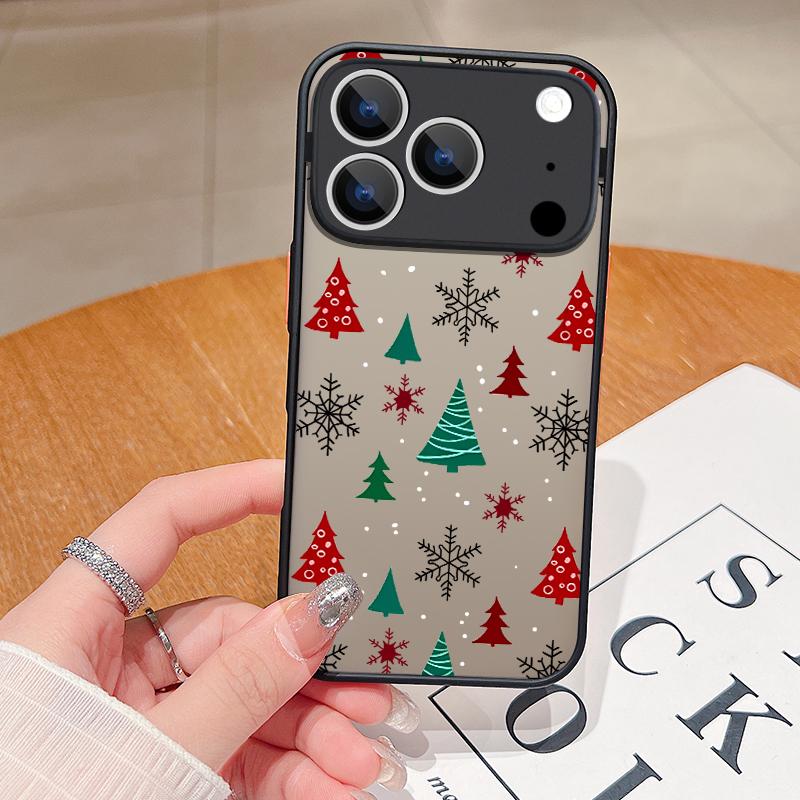 Christmas New Year Print Case For iPhone 17 Air 16e 16 15 14 Pro Max 13 Shockproof Soft Edge Hard PC Matte Phone Cover