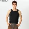 INCERUN Летние мужские повседневные облегающие топы без рукавов с наплечниками