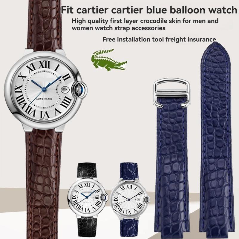 Ремешок для часов из кожи крокодила Для Cartier blue balloon WSBB0025 W69012Z4 14-8mm 16-8mm 18-11mm 20-12mm 22-14mm выпуклый ремешок