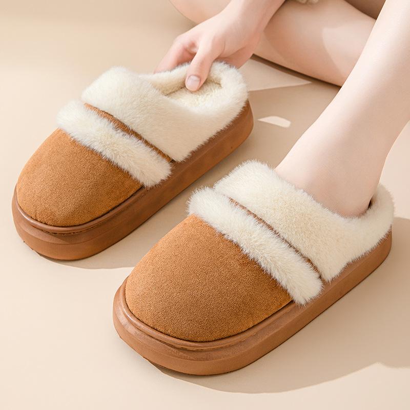 New Arrival Fashion Women Winter Warm Closed-toe Fluffy Slippers Cosy Non-slip Slides for Women Indoor Ladies' Mule Home Shoes