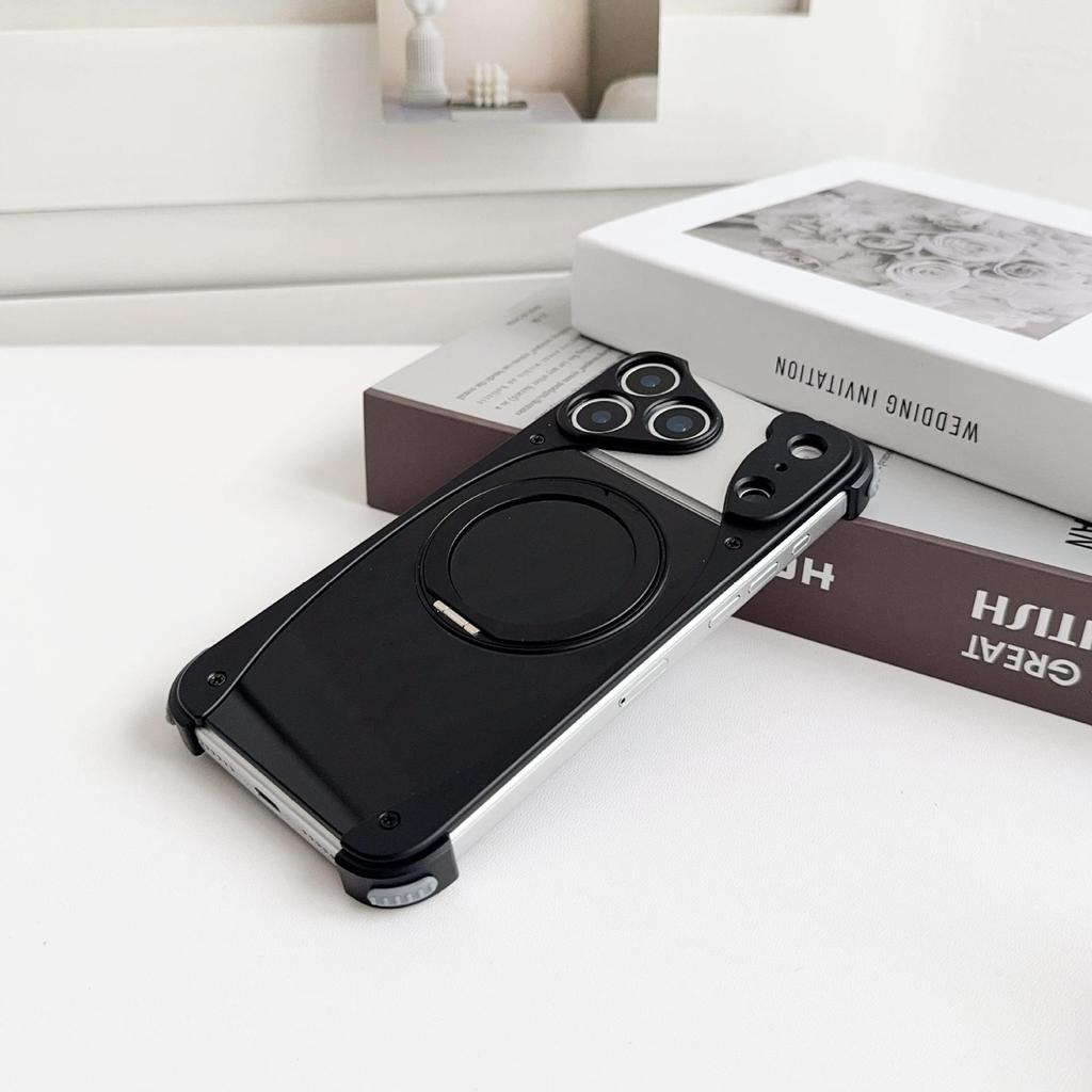 Чехол-подставка с вращающимся креплением для iPhone 17 Pro Max, Оригинальный цвет, 16 магнитов, Металлическая защита