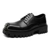 Мода Мода Мужские Повседневные Кожаные Дерби Мужские Квадратный Носок Трендовая Дизайнерская Обувь Мужская Шнуровка Толстая Подошва Обувь на Высокой Подошве