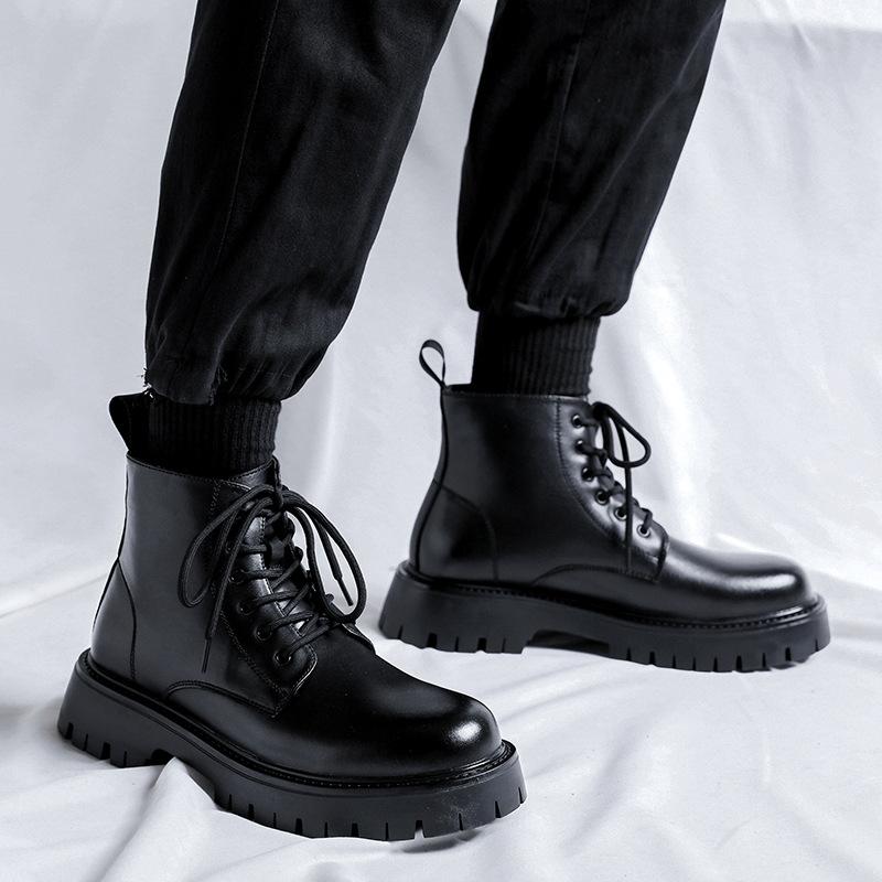 Ботинки Martin мужские в британском стиле, высокие черные ботинки, мужские ботинки средней высоты, модные высокие ботинки для мальчиков 2115-R