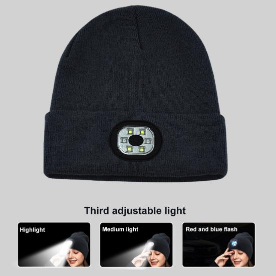 Bluetooth-compatible LED Hat Winter Warm Cap Knitted Elastic Soft Fabric Rechargeable High Brightness Illumination Wireless Music LED