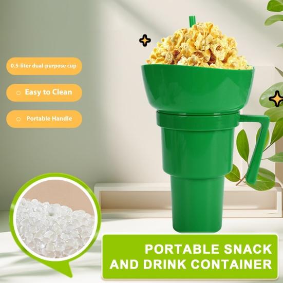 Стакан для закусок и напитков Многоразовый держатель для попкорна с трубочкой Герметичный стакан объемом 900 мл для кино, путешествий