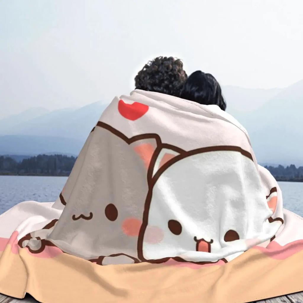 Персиковое и гома-моти кошачье одеяло, коралловое флисовое плюшевое осенне-зимнее портативное тонкое одеяло для дома, спальни, тонкое плюшевое одеяло