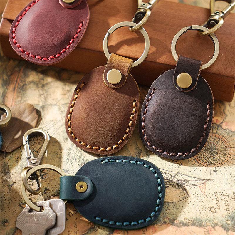 Keyring For Protective Case Retro High Quality Leather Keychain For Anti-Lost Tracker Locator Device Accessories