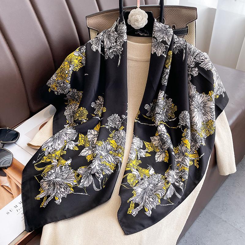 Design Twill Silk Square Scarf Women Luxury Brand Hijab Scarves Headband Foulard Ladies Shawl Wrap Echarpe Foulard Bandana