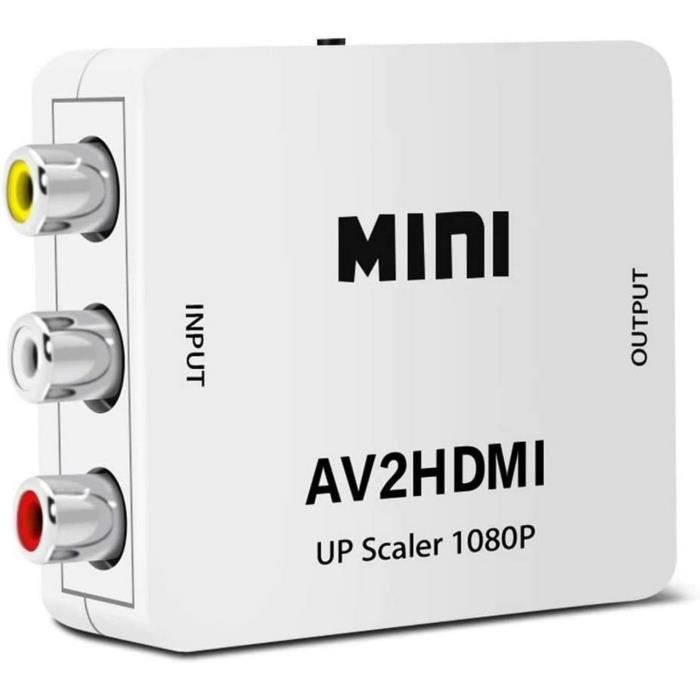 Video Converter - Infoboutik - AV2HDMI - RCA To HDMI - Compatible Retro Console - Color White