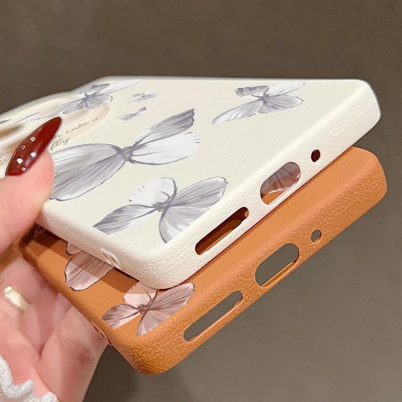 Мягкий противоударный чехол TPU с принтом бабочек для Xiaomi 13T Pro Poco X7 X6 Redmi Note 14 Pro 13 12 11 10 Pro с текстурой кожи, тонкий матовый чехол для телефона