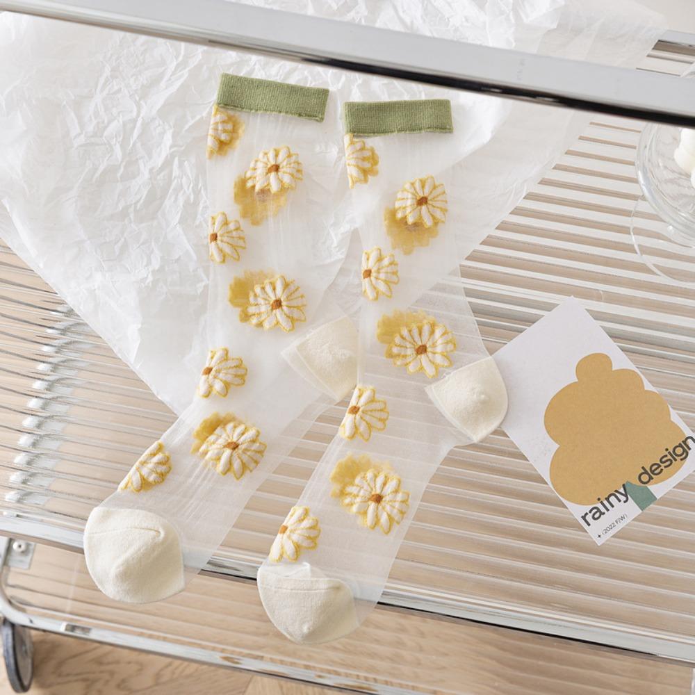 Breathable Crystal Silk Socks Ultra-thin Lace Socks Fashion Long Socks Summer