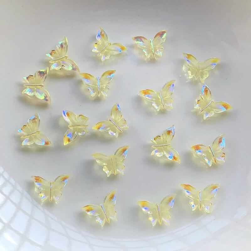 50 шт./лот AB цвет кристалл бабочка смола плоская задняя часть аксессуары для ногтей украшения для дизайна ногтей аксессуары с ювелирными изделиями «сделай сам»