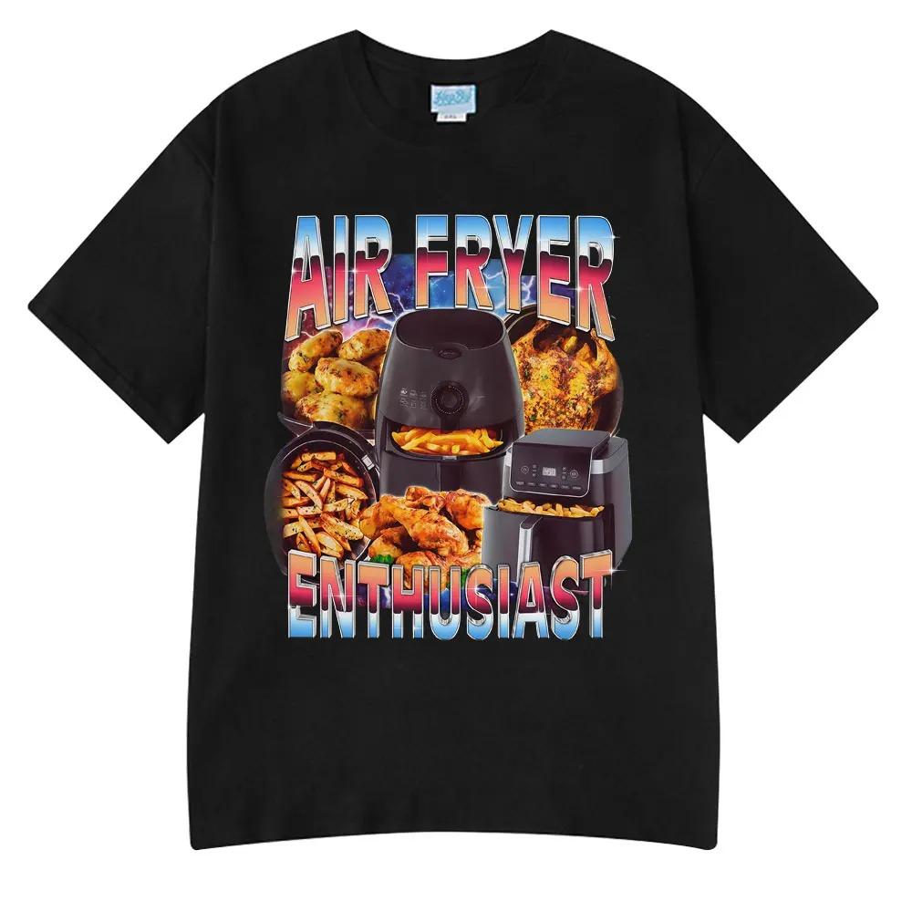 Air Fryer Enthusiast Fun Cooking Fan Tshirt Hot Selling Couple Clothing Fun Tshirt Fried Chicken Chunks French Fries Tshirt