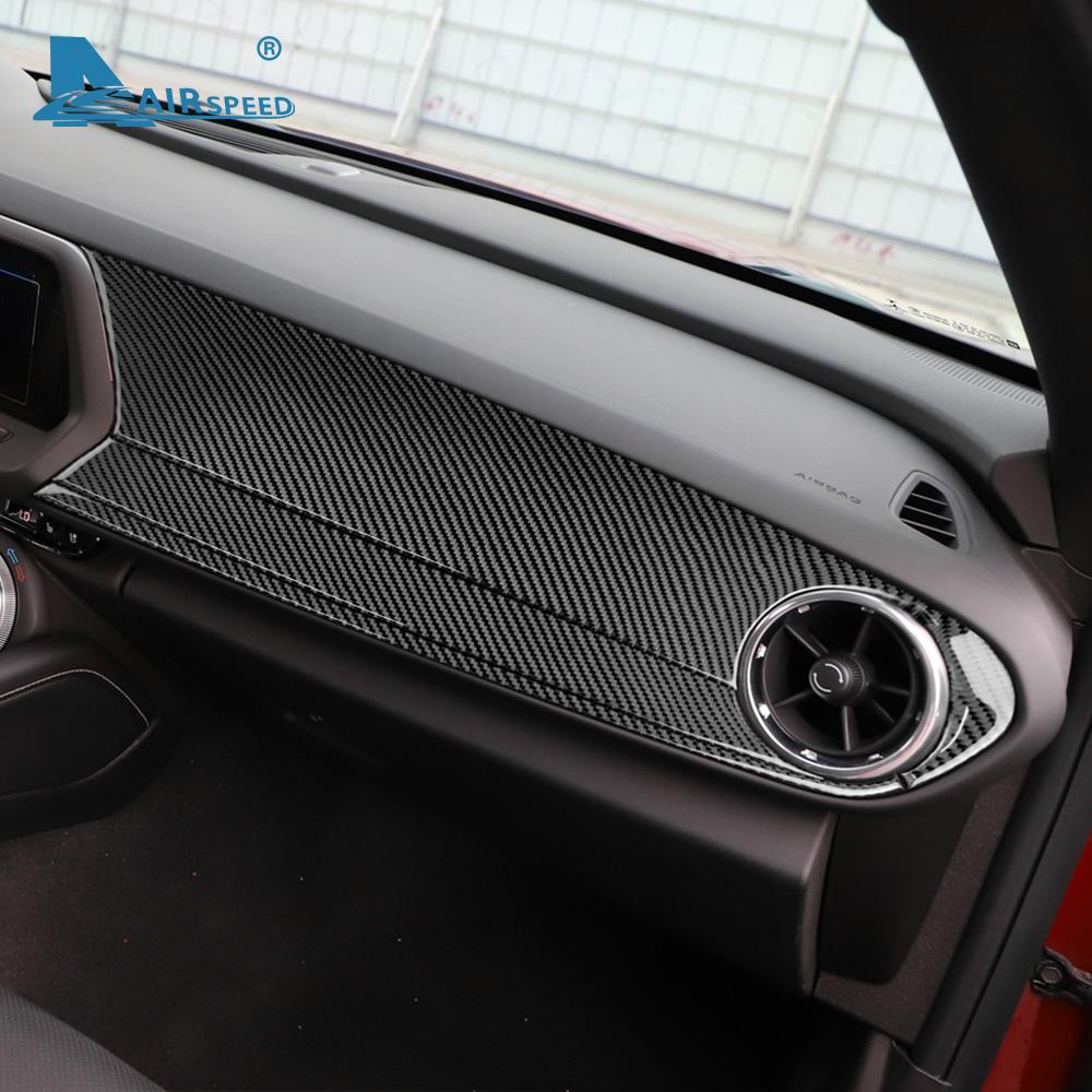 Настоящая мягкая карбоновая наклейка для Chevrolet Camaro 2016 2017 2018 2019 2020 2021 2022 2023 Салон автомобиля, пассажирская сторона, центральная консоль
