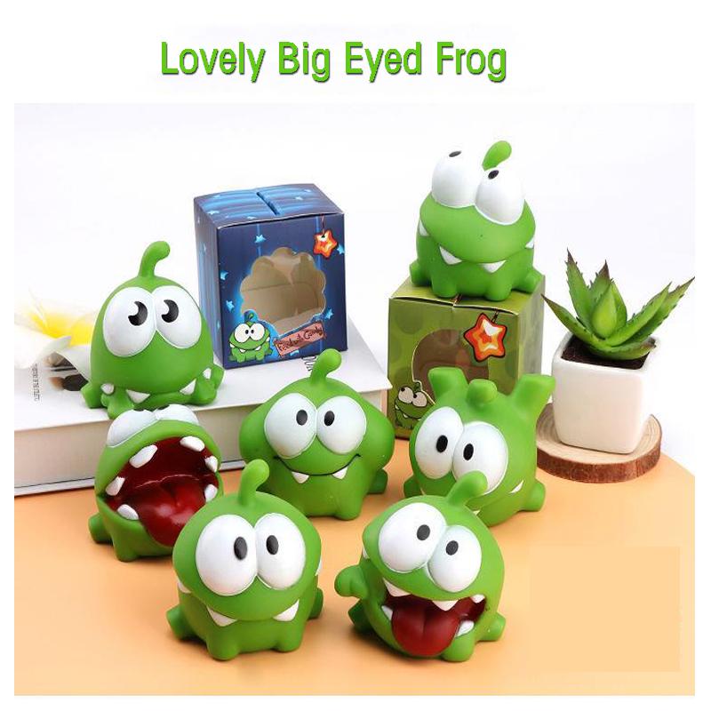 1 Pcs Kawaii Cut Rope Big Eyed Frog Doll Plaything Plush Animal Pinch  Vocalization Pvc Green Bean Frog Children'S Toys Christmas Present