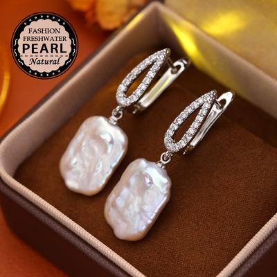 Серьги SENIKO с натуральным пресноводным большим жемчугом в стиле барокко, модные серьги-капли с кубическим цирконием и жемчугом для женщин, вечерние ювелирные изделия