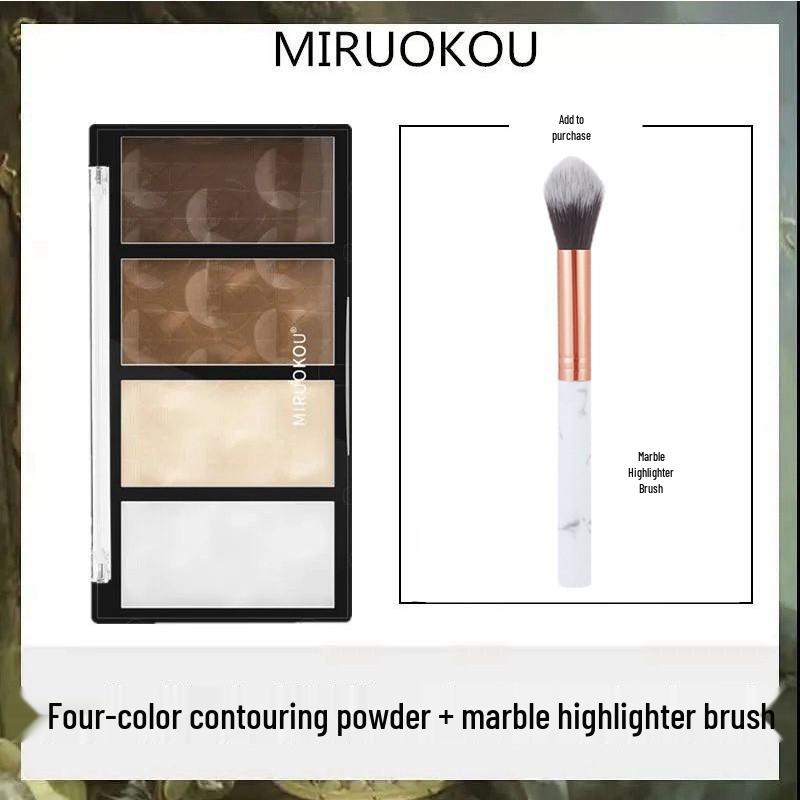 Mijoqo Four-Color Contouring Powder: Natural Highlighting & Shading Kit for V-Face and Nose.