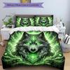 3Pcs Green Wolf Spirit Bedding Set Soft Fabric Duvet Cover Pillowcases Home Christmas Xmas Halloween Gift 1 Duvet Cover 2 Pillowcase G1218