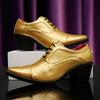 2025 Роскошные Золотые Туфли на Высоком Каблуке Мужская Мода Деловая Формальная Обувь Мужская Свадебная Обувь Размер 46 Остроносые Кожаные Туфли Мужские
