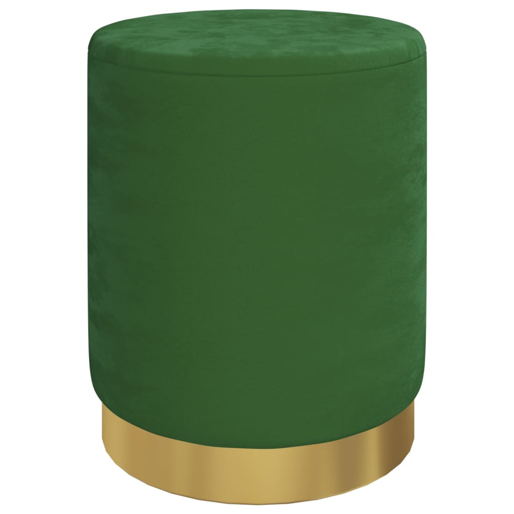 Round Storage Footstool Green Velvet 31 x 37 cm