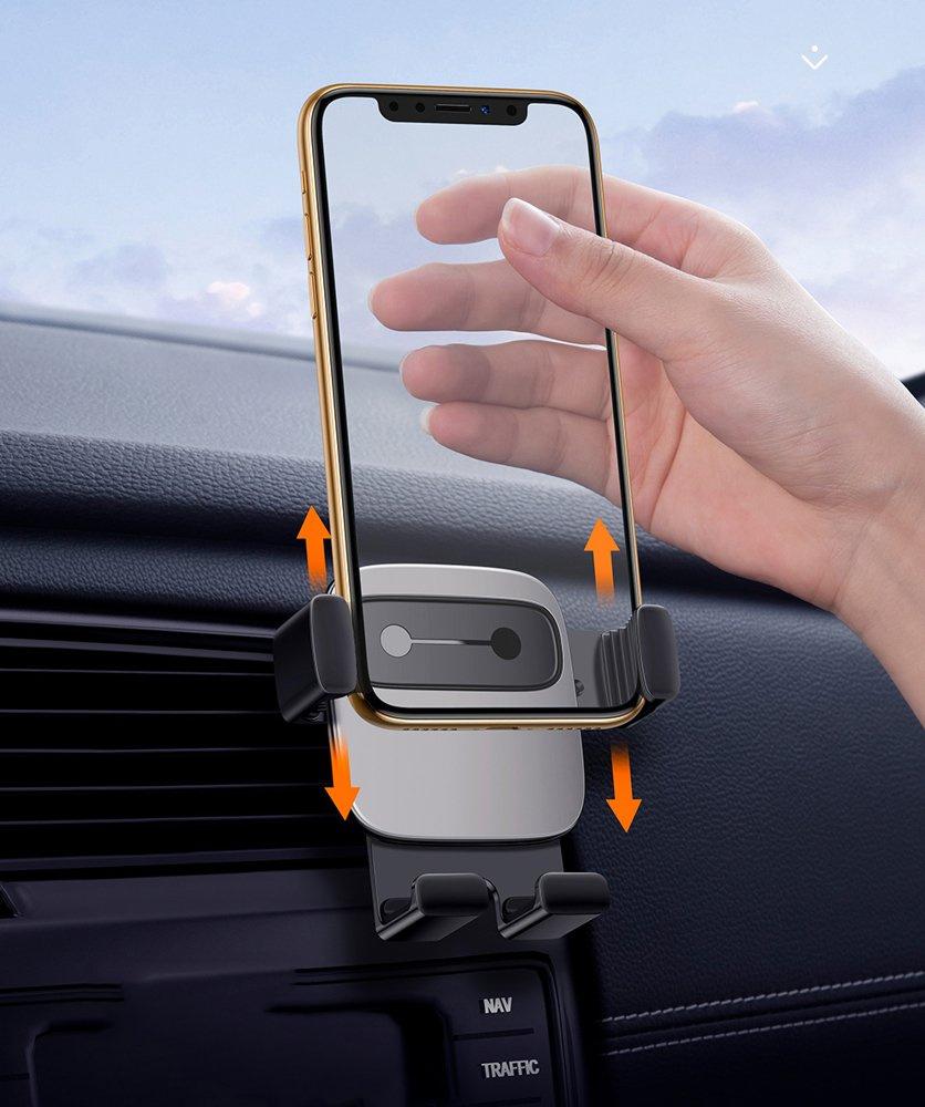 Baseus Gravity-Fit Car Vent Phone Mount Holder: Universal Fit for 4.7"-6.6" Smartphones - Black