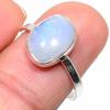 Natural Rainbow Moonstone Gemstone 925 Solid Sterling Silver Ring Size 9.5 n3P43