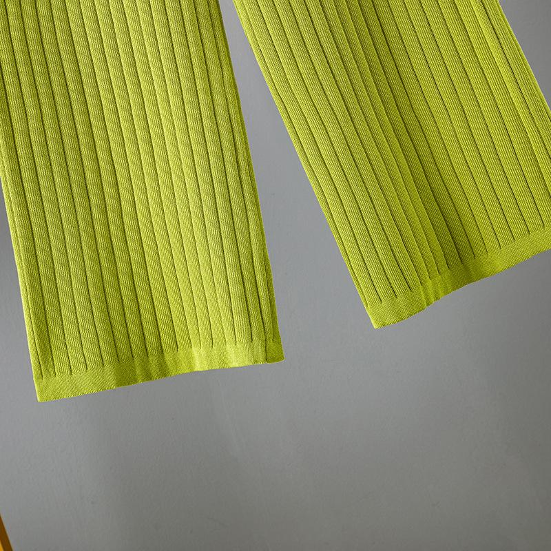 Весенне-летний женский свободный комплект из двух предметов, однотонный вязаный топ без рукавов, костюм