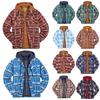 Men's Quilted Lined Button Down Plaid Shirt Add Velvet To Keep Warm Jacket With Hood