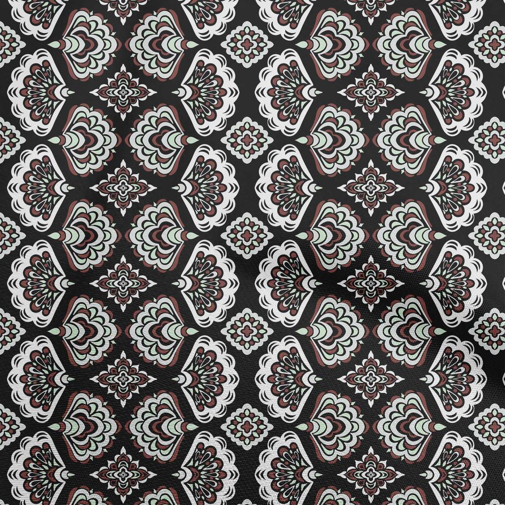 oneOone Cotton Flex Dark Green Fabric Asian Block Sewing Material Print Fabric By The Yard 40 Inch