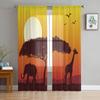 Dusk Elephant Giraffe Sun Tree Tulle Sheer Curtains for Living Room Decoration Window Curtain for Bedroom Voile Organza Drapes