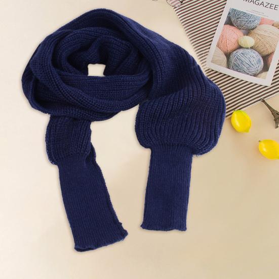 Women Knitted Scarf with Sleeve Fall Winter Warm Shawl Wrap Cardigan Solid Color Thickened