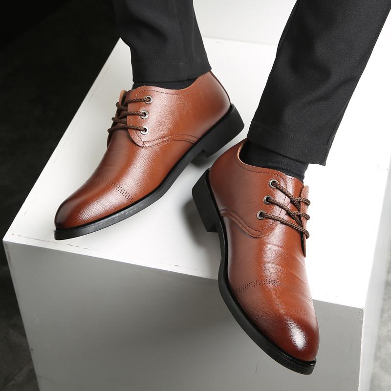 Мужские кожаные туфли на шнуровке в стиле business casual JZ-81650